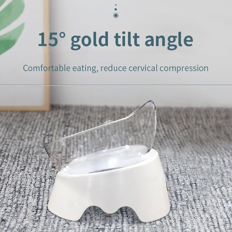 Pet Ciotole del Gatto con il Basamento antiscivolo Doppio Gatto Ciotola di Acqua Cibo Feeder Trasparente Cat Ear Forma Arrotondato per cucciolo di Cane Accessori