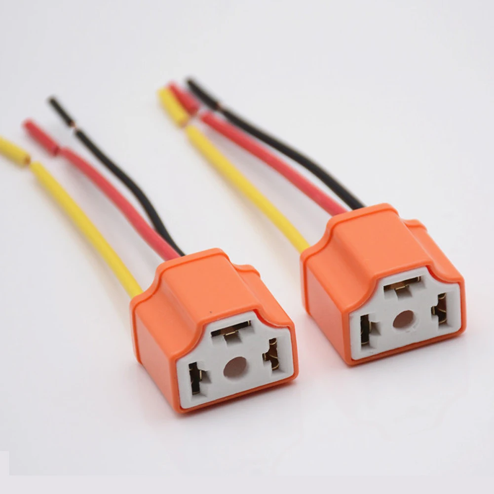 Adaptador de enchufe de Base de bombilla H4 para coche, portalámparas de cerámica Universal H4, arnés de cableado, Base de bombilla de faro, enchufe de haz de luz, 2 uds.
