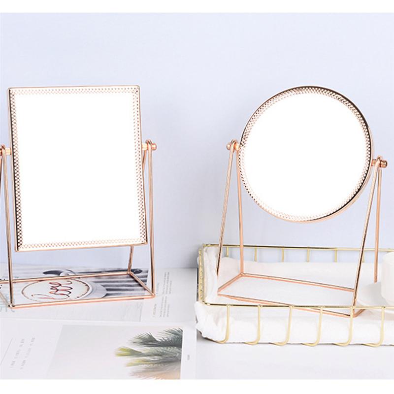 1PC Make-Up Spiegel Ronde Minimalistische Ijzeren Frame Decoratieve Draaibare Spiegel Spiegel Voor Aanrecht