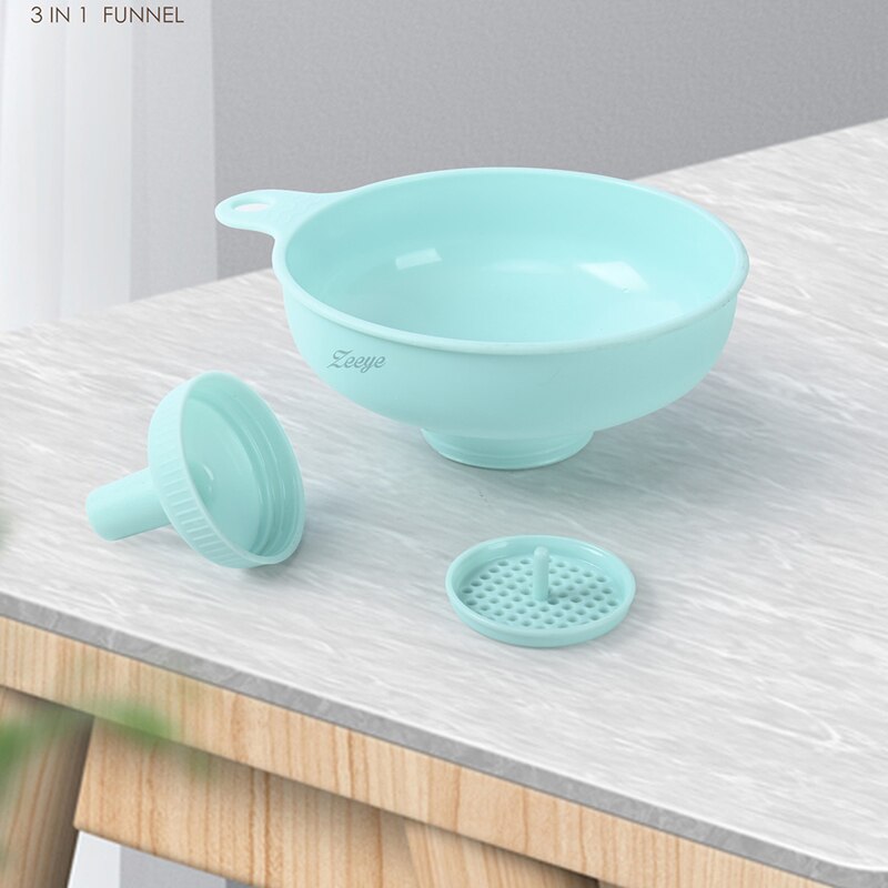 3pcs/Set Wide Mouth Plastic Oil Funnel With Detachable Filter Hangable Liquid
