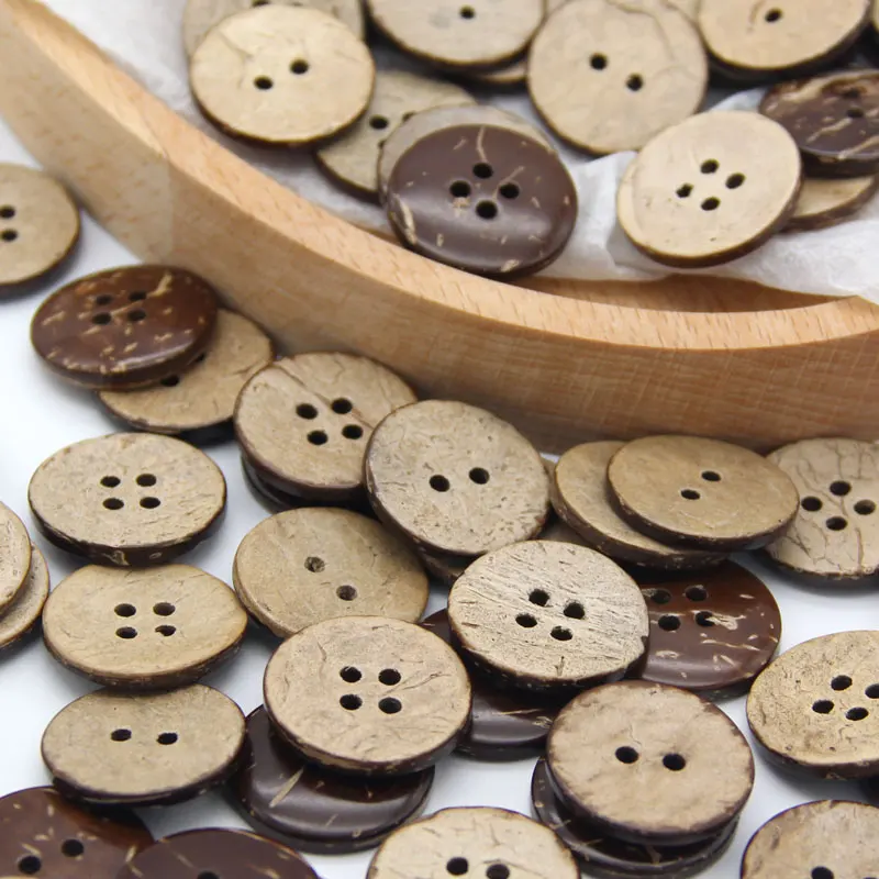 Coco De Madeira Natural Botões de Costura Decoração de Roupas Crianças Decoração Ecológica Casaco Infantil Suéter Vestuário Feito à Mão DIY Artesanato Acessórios para Scrapbooking Atacado
