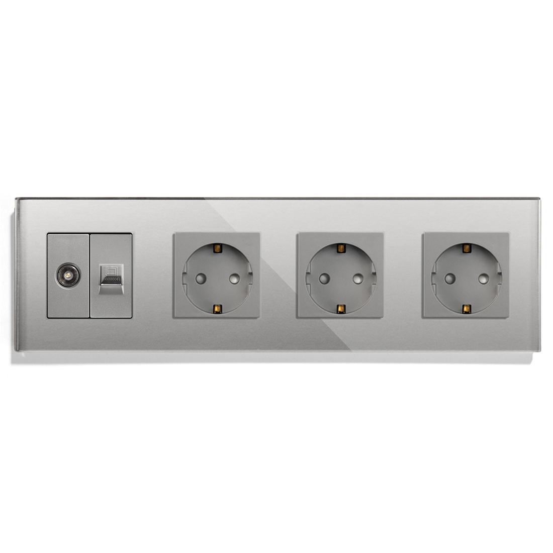 Bingoelec – Triple prise murale Standard ue, panneau en verre blanc noir, pour ordinateur, Internet, Rj45, amélioration de l'habitat: TYPE 15