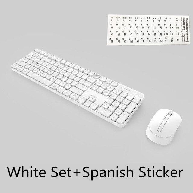 Originalt miiiw trådløst kontor tastatur og mus sett 104 smakebit 2.4 ghz vinduer pc mac kompatibelt bærbart usb tastatur: W legger til spansk sticke