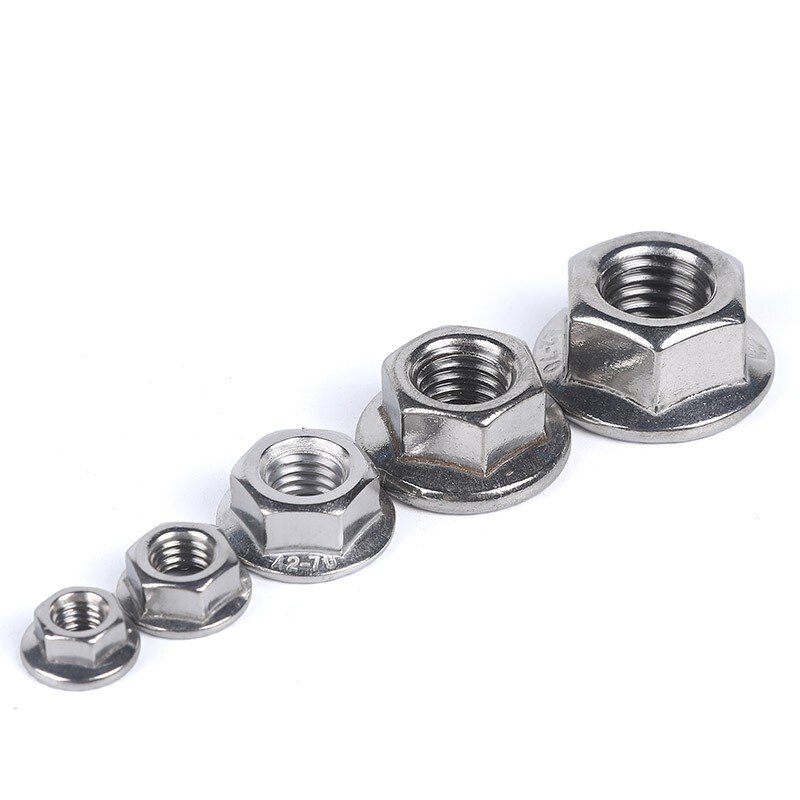 Rustfrit stål fin gevind flangemøtrik  m8*1.0 m10*1.0 m10*1.25 m12*1.25 m12*1.5 låsemøtrik sus 304 din 6923
