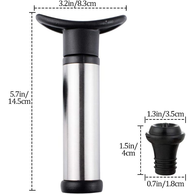 Conjunto de economia de vinho a vácuo, preservador de bomba com 4 rolhas de vinho a vácuo para vinho branco/cerveja, aço inoxidável, mantém o vinho fresco