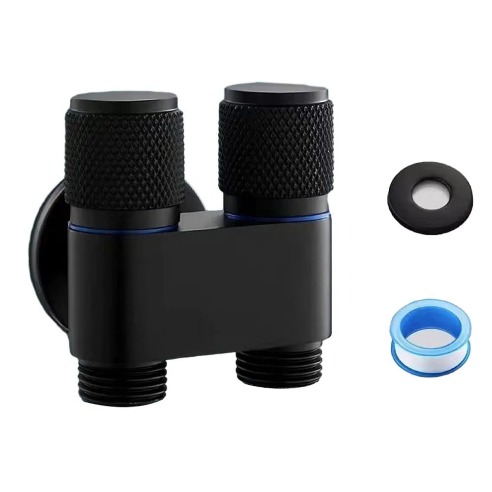 G1/2 1 In Two Out Double Control Washing Machine Faucet Toilet Triangle Valve Washing Machine Toilet Stop Valve Bathroom Parts: Light Grey