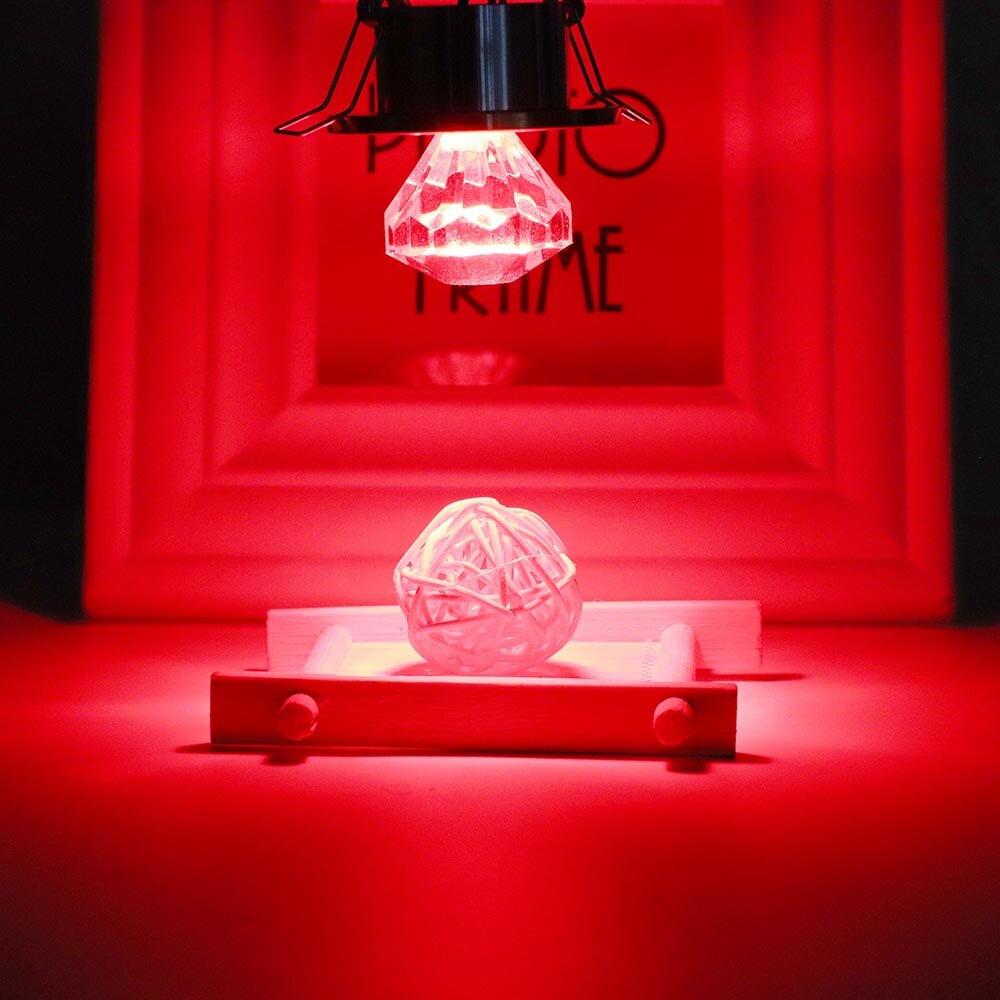 5PCS Luxurious LED Spotlight Mini Led Spot Light Cabinet Lamp Bulb 3W Diamond Ceiling Down Lighting AC85-265V Gold Aluminum JQ: Red