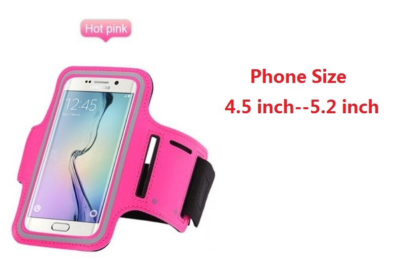 Brazalete para teléfono móvil, funda para iPhone, Samsung, Xiaomi, Huawei, 4,5 ''a 6,3'', funda con soporte para teléfono móvil, brazalete de mano: Size 4.5-5.2(Pink)