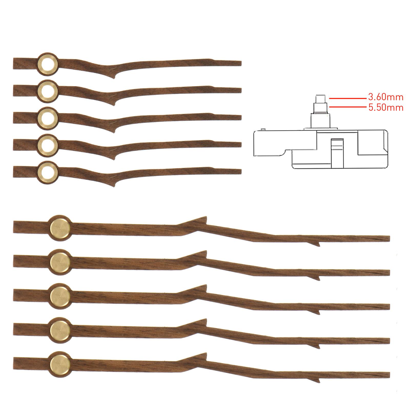 5-sets houten handklok wijzers wijzers kit vervangende onderdelen elektrische motor alleen dezelfde stijl beweging diy reizen