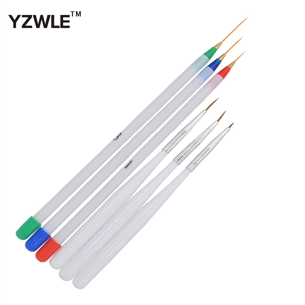Yzwle 6 Stks/pak 3 Fijne Tekening 3 Striping Liner Set Nail Tool 6 Stks/pak Nail Art Pennen Penselen 40