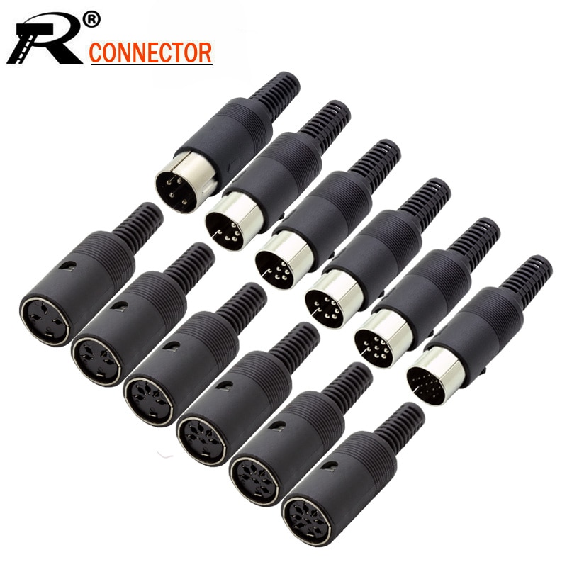 Connecteur DIN DMale/femelle, connecteur de prise DIN 3/4/5/6/7/8/9/13 broches, châssis, montage de câble avec poignée en plastique 10 pièces/lot