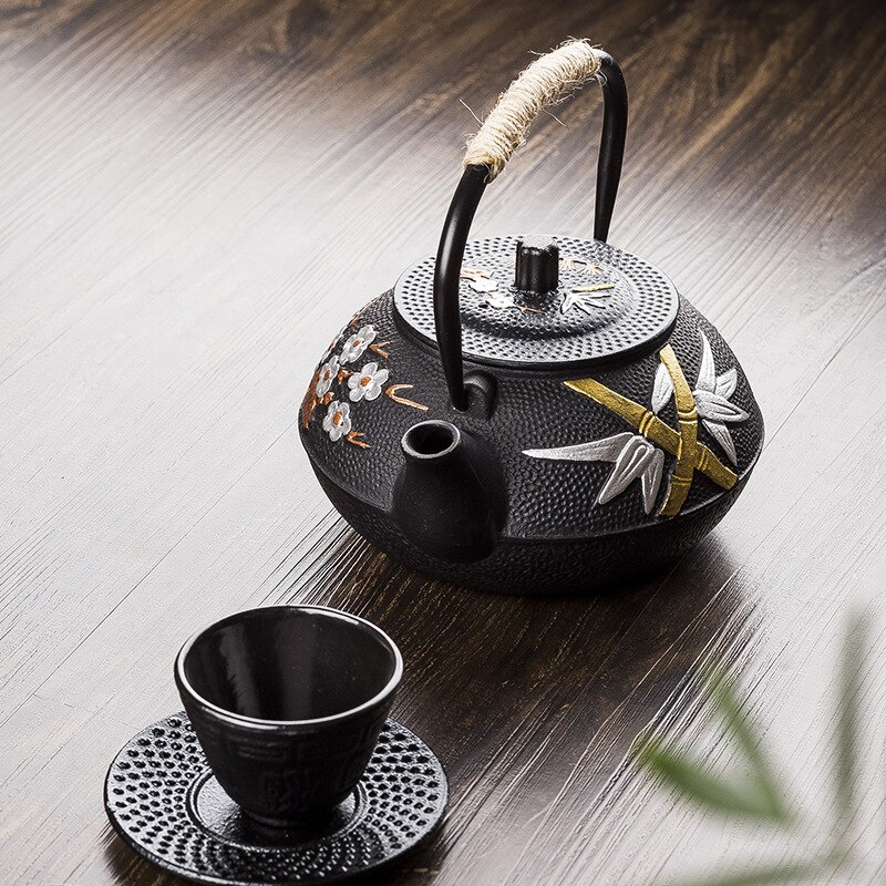 Japanische Gusseisen Teekanne Wasserkocher Pflaume Blüte Teekannen 300 ml/600 ml/800 ml