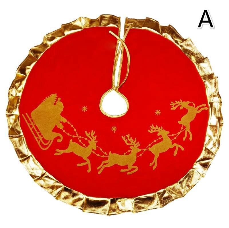Diameter 90cm rødt juletre skjørt juletrepynt julepynt dekorert matte: En