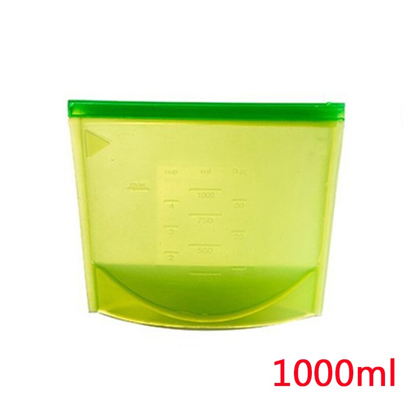 Bolsas reutilizables de silicona para alimentos al vacío, sellador de alimentos frescos, bolsas de almacenamiento de leche y fruta, nevera, bolsa organizadora para almacenamiento, 1000ml