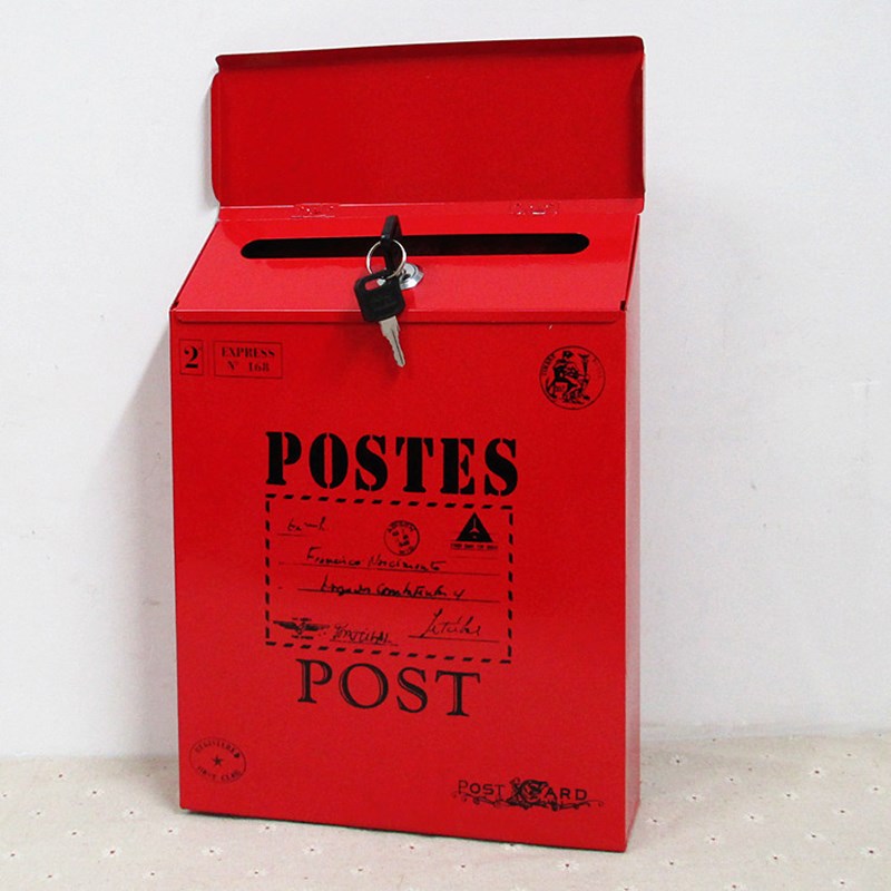 Udendørs vægbeslag postkasse post post brev aviskasse med nøglelås brevkasse haven metal dekoration: F 002