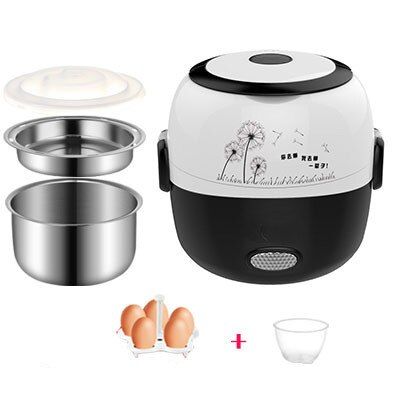 Fiambrera eléctrica multifuncional de doble capa, recipiente para conservar el calor, para arroz, pequeña de acero inoxidable con fiambrera