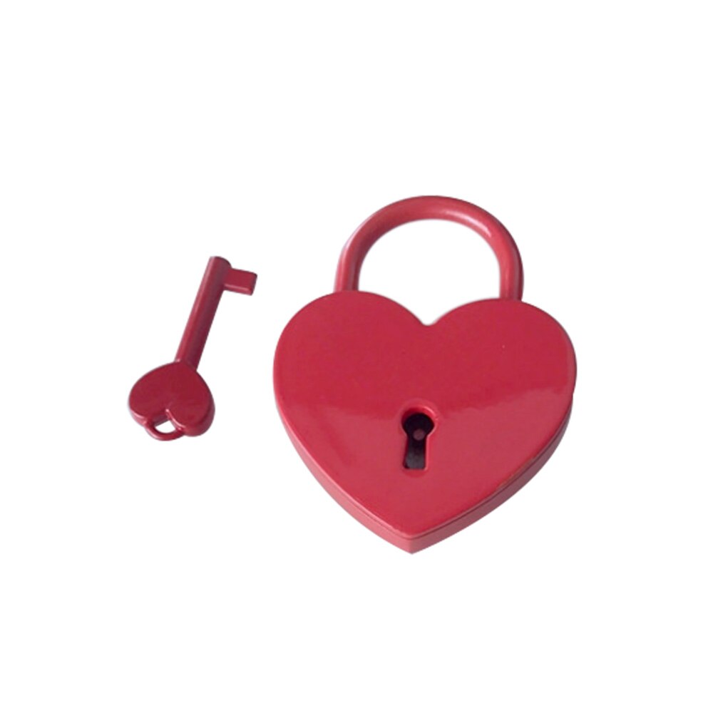 Mini Heart Shape Suitcase Luggage Case Locker Padlock & Key Security Home Appliance Luggage Locks Travel Accessories: Red