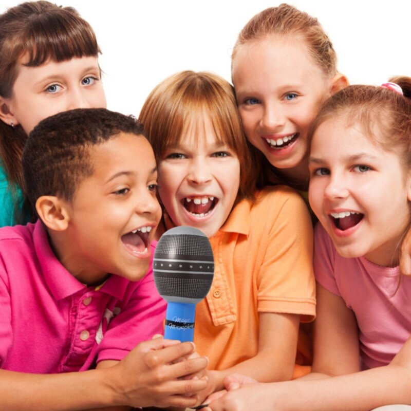 Inflatable Mic Microphone Blow Up Karaoke Water Sports Swimming Toy Party Toy Prop Kids Summer Pool Accessories 35cm/80cm