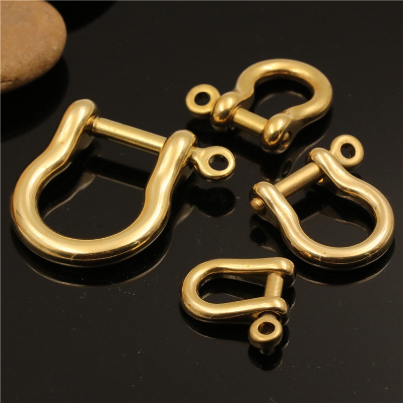 Solid Brass Carabiner D Bow Shackle Fob Key Ring Keychain Hook Screw Joint Connector Buckle