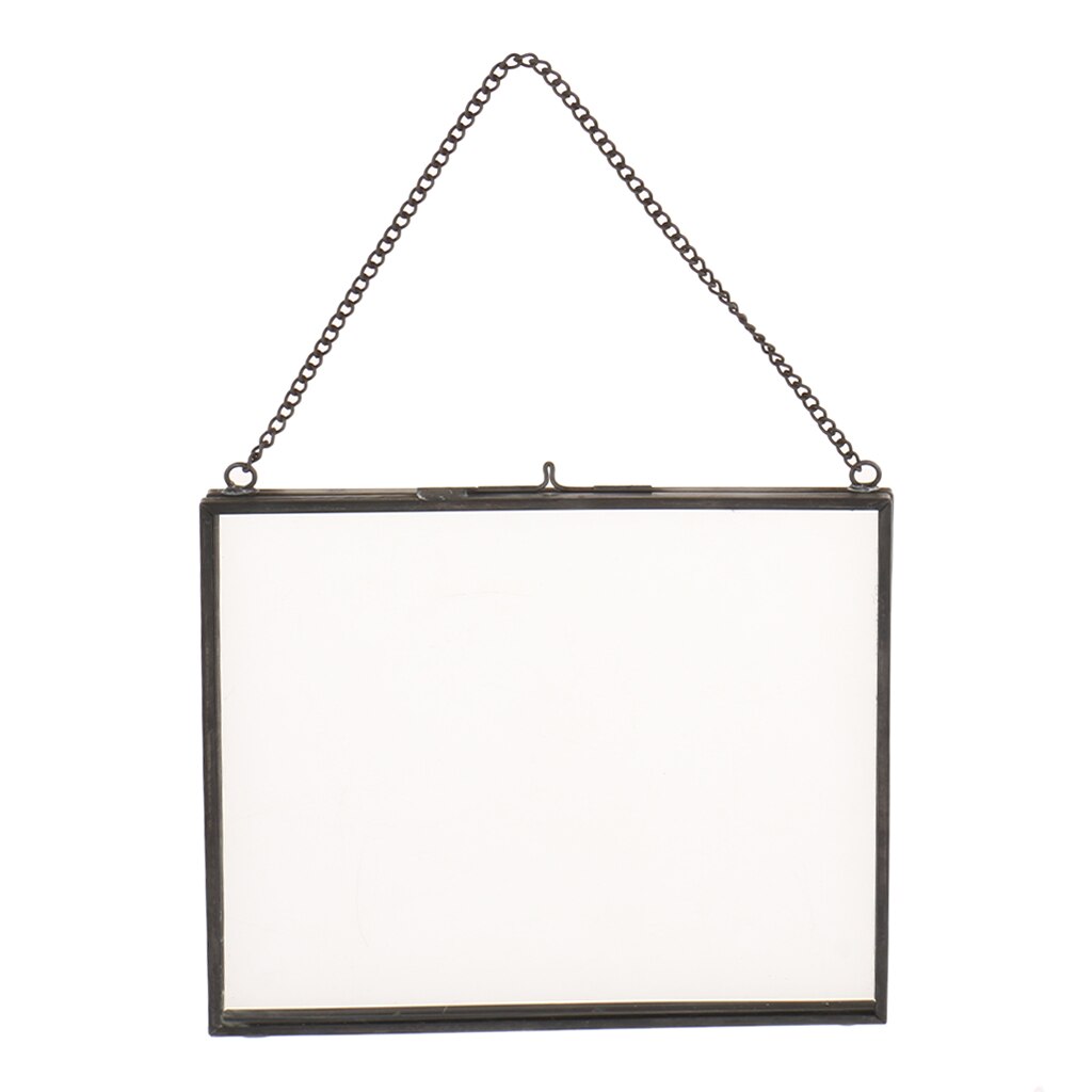 1 Piece Double Sided Glass Hanging Photo Frame Wall Frame Flower Plant Specimen Portrait Display Frame Holder: B 16x14cm