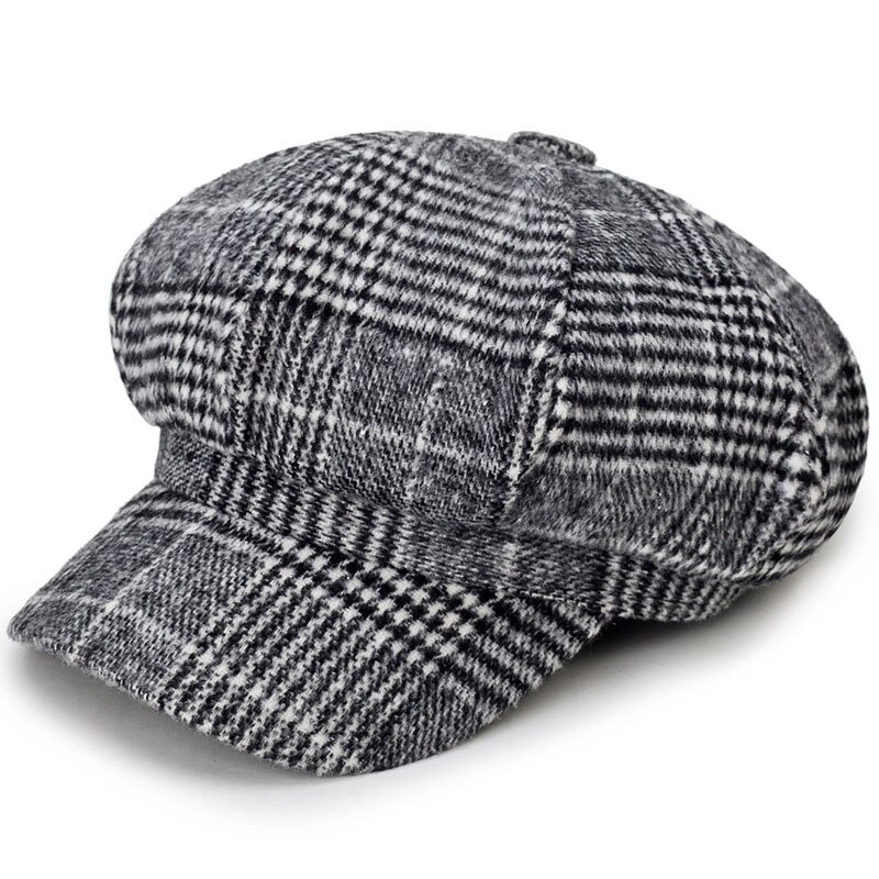 Gorro octogonal de fieltro para mujer, gorra de vendedor de periódicos, Color negro, literario, Snapback, ocio, Invierno: light gray