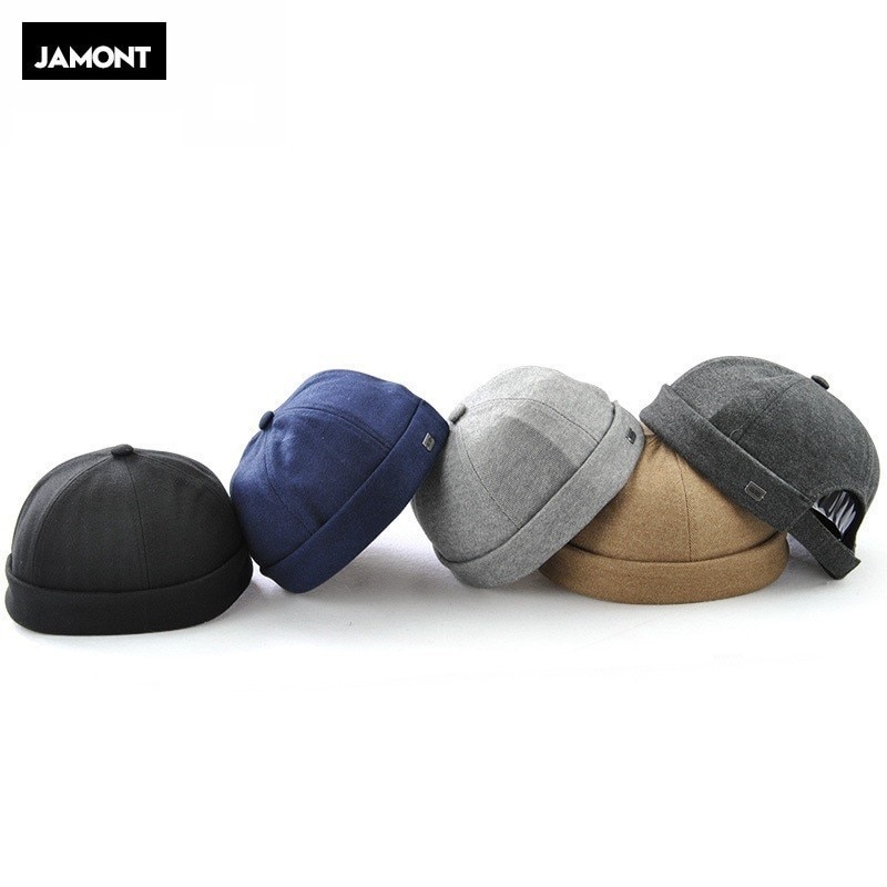 JAMONT – chapeau rond unisexe de Style chinois pour hommes, casquette de Couple à bride, couleur unie, à la , miki,