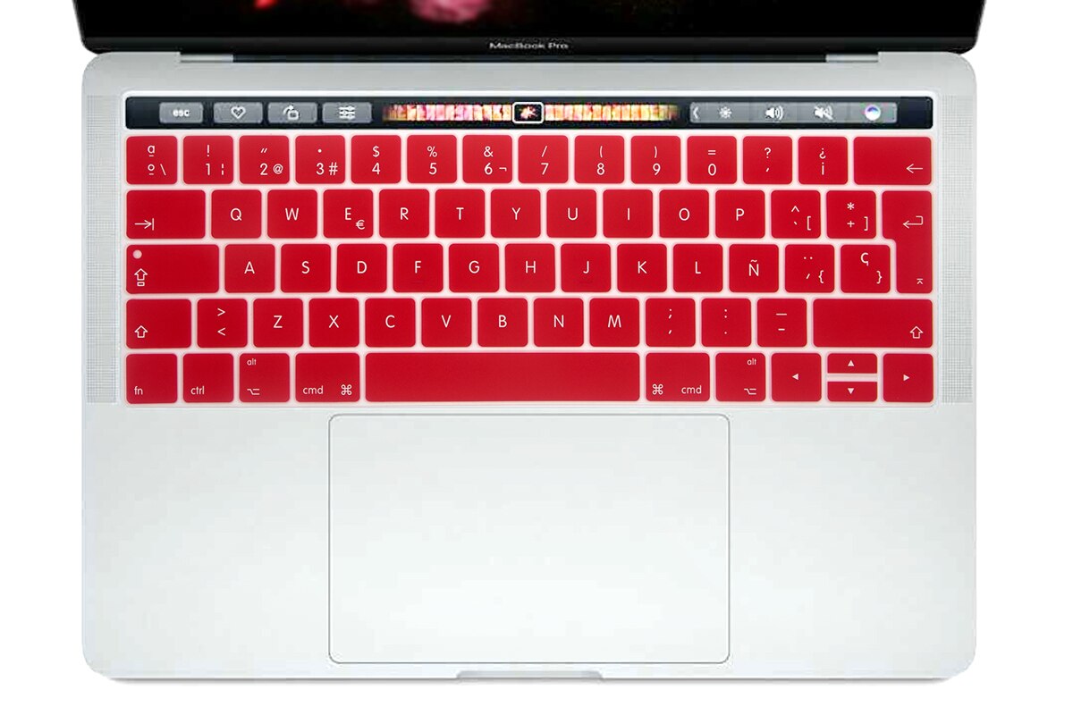 Eu Layout Spaans Cover Voor Macbook Pro 13 15 Touch Bar Eu Spaans Toetsenbord Cover A1706 A1989 a1707 A1990 Huid: EU-Red