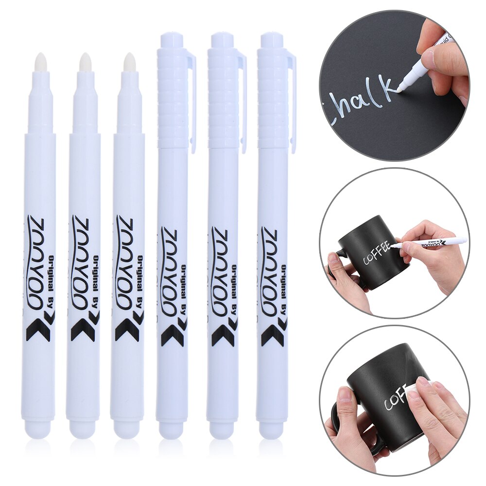 5Pcs White Liquid Chalk Pen Glass Windows Chalkboard Black Board Writing Drawing Marker Liquid Ink Pen Erasable