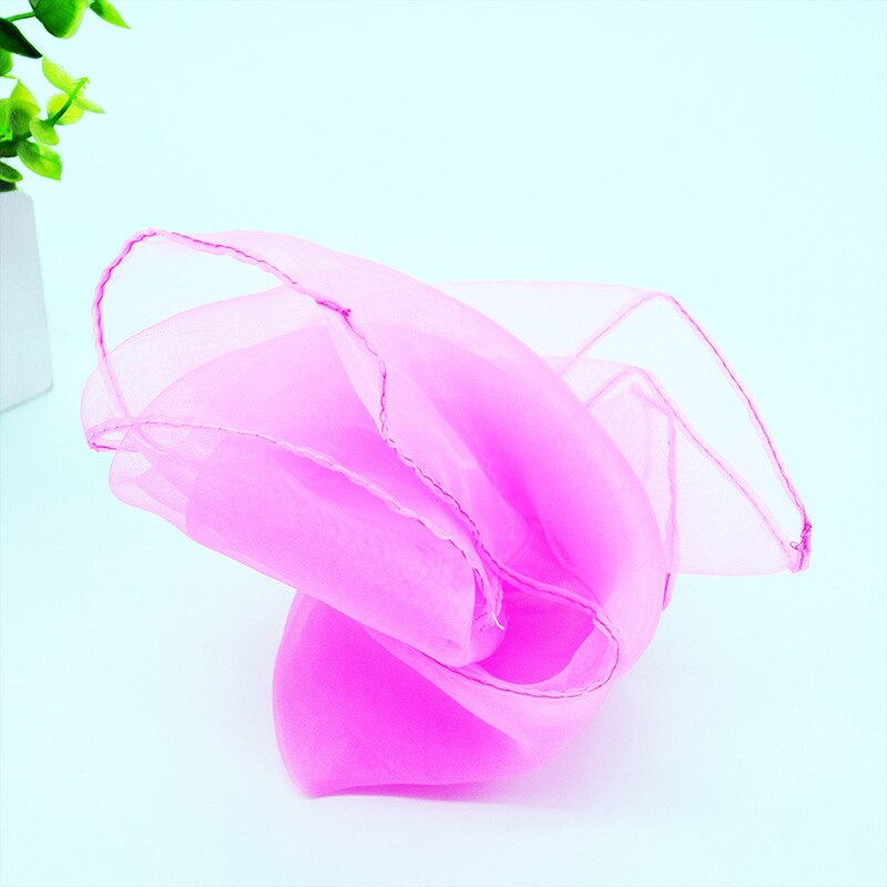 Fille Performance petits foulards danse foulards Imitation de soie petits carrés Candycolor couleur unie belle écharpe: light rose red