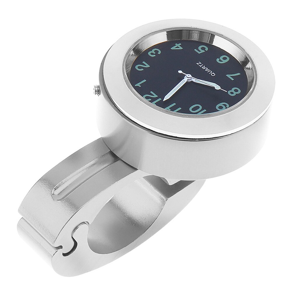 Universal impermeable motocicleta reloj con luz de noche motocicleta manillar montaje reloj Dial bicicleta manillar reloj: Plata