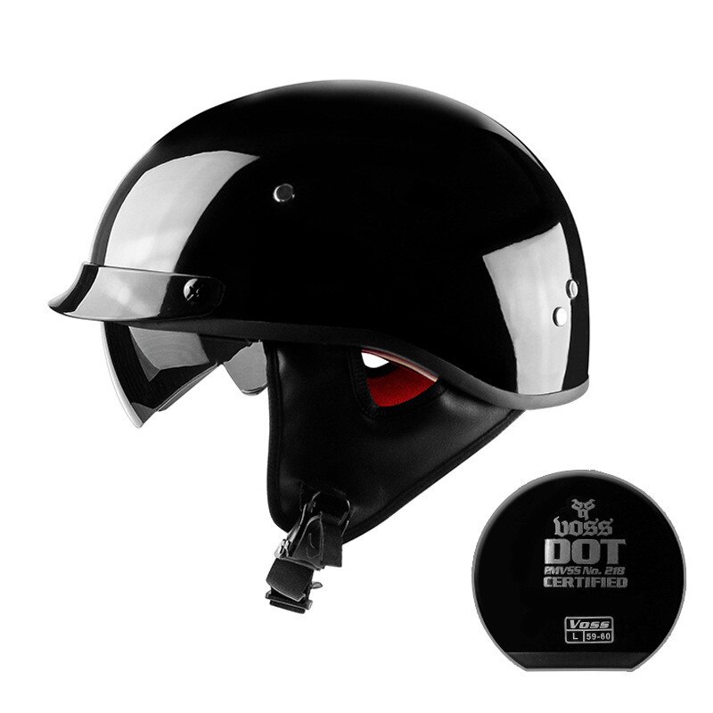 Sort vintage motorcykel hjelm åbent ansigt hjelm dot godkendt halvhjelm retro moto casco capacete motociclistas capacete: Blank sort / Xl