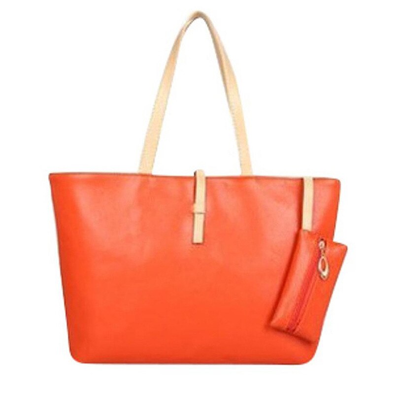Kvinder kunstlæder messenger håndtaske dame skuldertaske afslappet totes pung: Orange
