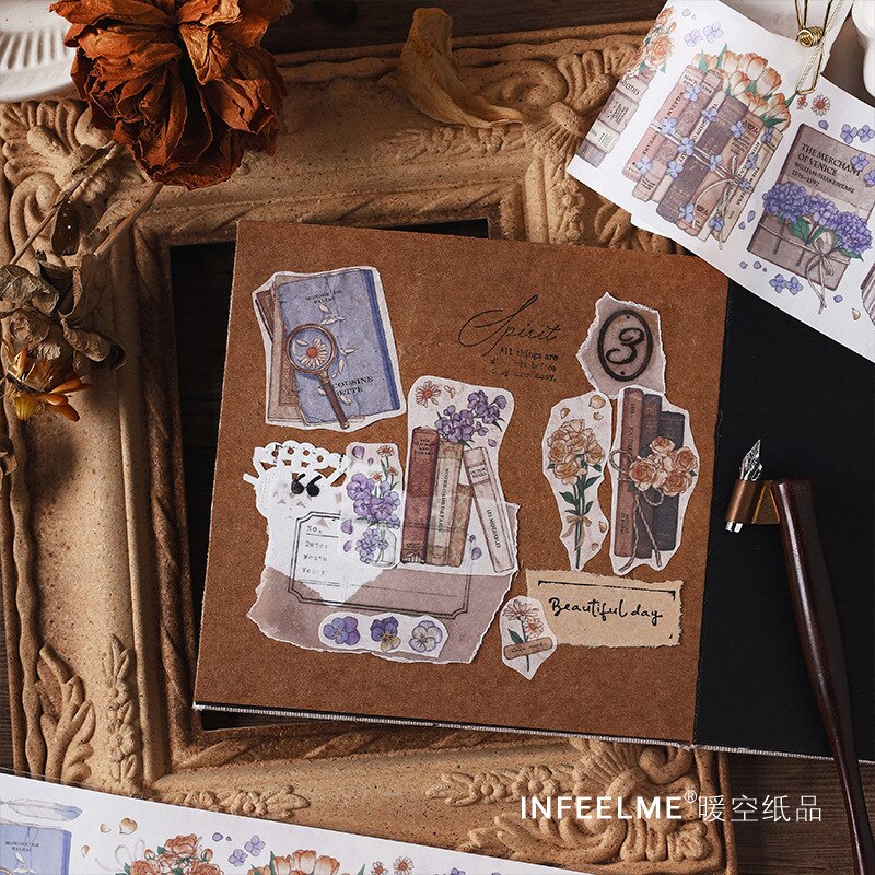 Cintas decorativas Washi para manualidades, bonitas cintas decorativas japonesas grabables, cinta de flores naturales para verano y otoño, manualidades, manualidades, planificador de álbumes de recortes