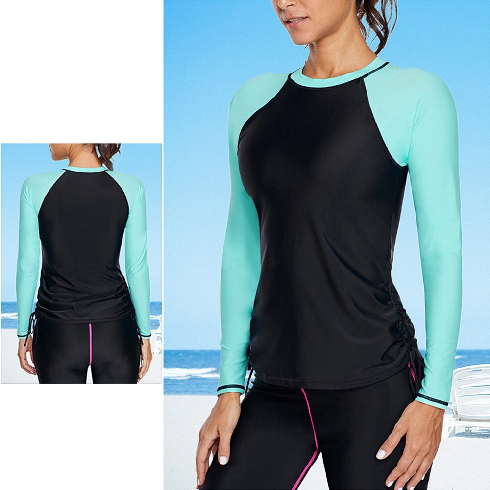 Snel Droog Water Sport Rash Guard Top Lange Mouw T-shirt Vrouwen Badmode Strand Duiken Lycra Upf 50 + Kitesurf Jas pak Borst