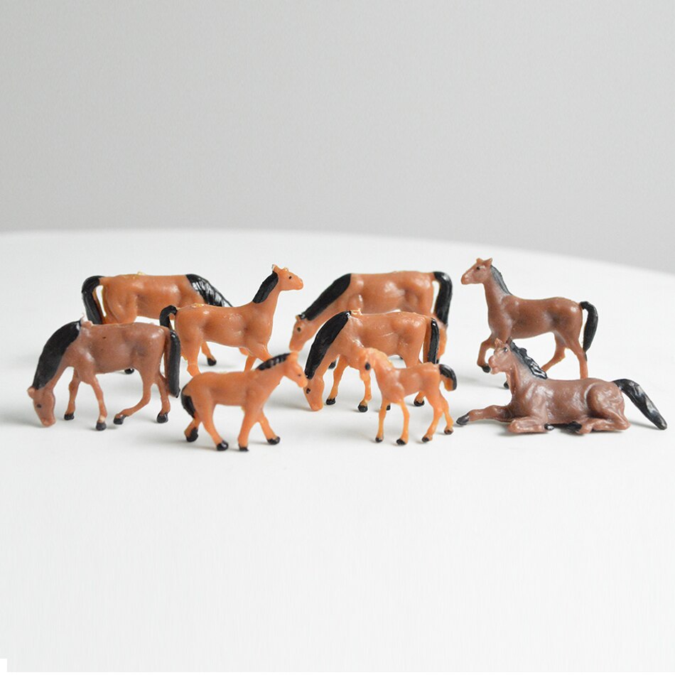 1:87 HO Scale Miniature Farm Animals Painted Horses Model DIY Model Making Educational Toys Birthday Collection 50pcs/lot