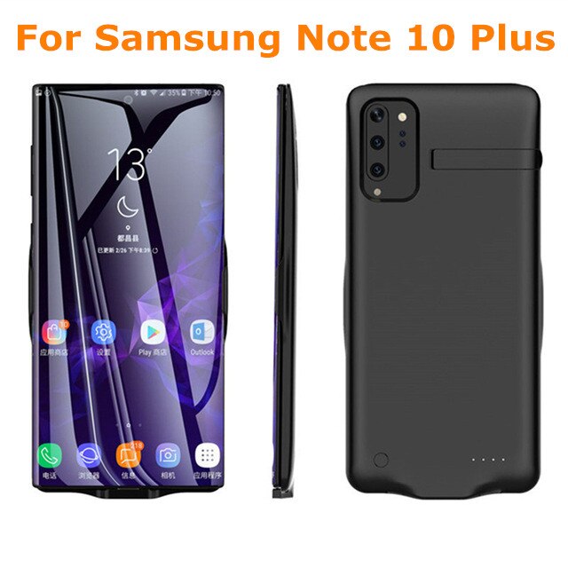 Fundas de batería externa de 6800mAh para Samsung Galaxy Note 10 Plus, fundas de Banco de energía de respaldo ultradelgadas para Samsung Note 10, funda de energía: Black for Note 10Pro