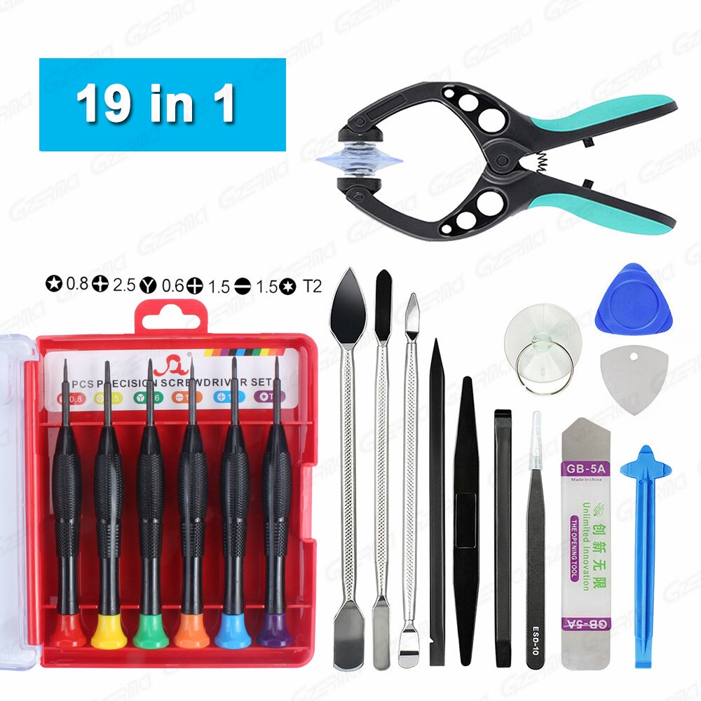 19 Stuks Professionele Elektronica Opening Pry Reparatie Gereedschap Kit Met 6Pcs Schroevendraaier Kit Voor Iphone Mobiele Telefoons Laptops Tabletten: 19 in 1 Full Set