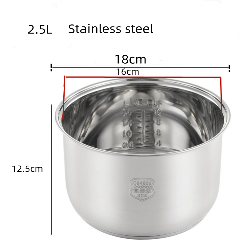 Stainless steel liner without coating ceramic glaze liner rice cooker rice cooker electric pressure cooker inner bowl 4L 5L 6L: PURPLE