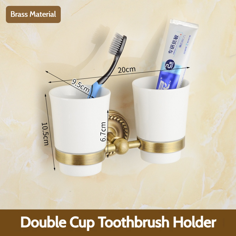 Antieke badkameraccessoiresets van geborsteld messing: handdoekrek, toiletpapierhouder, zeephouder, handdoekrek, badkamerbeslagsets: Geel