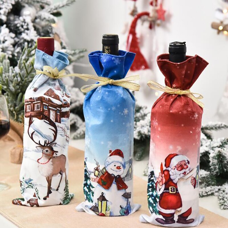 Wine Bottle Decoration Bag Christmas Decoration Old Man Doll Wine Bottle Cover Christmas Decorations Santa Claus
