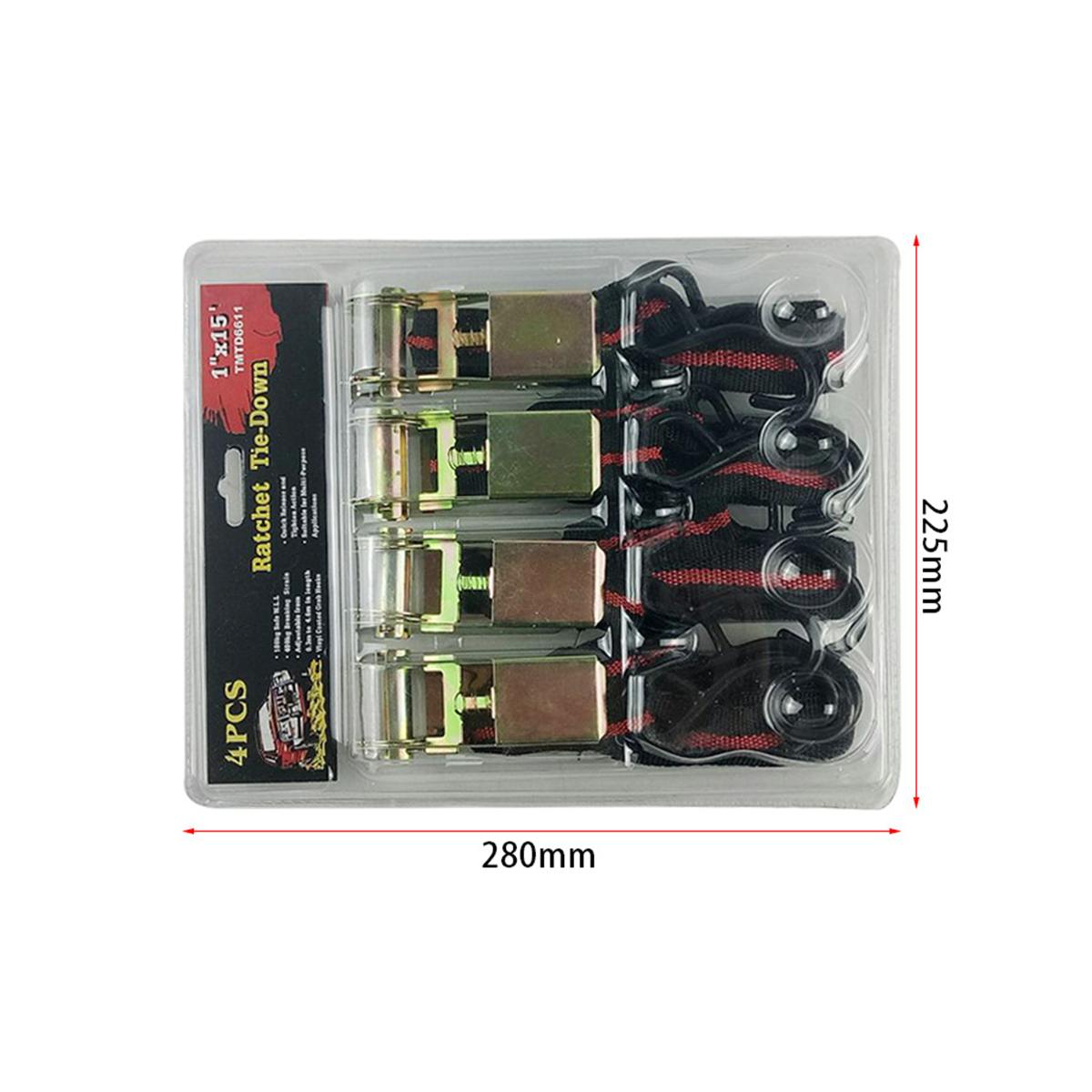 4 Pcs Ratchet Tie Down Cargo Straps Lashing Package Webbing Hold Secure Ratchet Belt Straps Moving Hauling Trucks Motorcycle