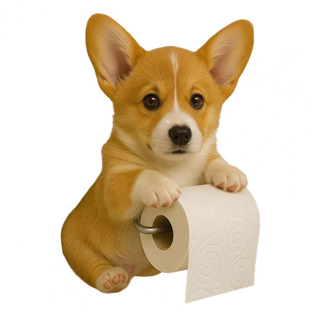 Wall Mount Toilet Paper Holder Dog Shape Funny 3D Printed Towel Holder Paper Rack Bathroom Dog Sculpture Paper Holder: Yellow
