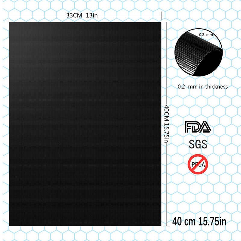 Copper Grill Mat Heavy Duty BBQ Grill Mats Non Stick BBQ Grill Baking Mats Reusable Easy to Clean Barbecue Grilling Accessories: Black