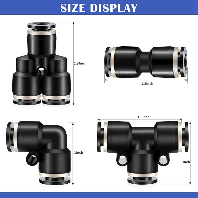 Push To Connect Fittings Air Line Pneumatic Fittings Kit 60 Pieces Quick Release Pneumatic Connectors Air Line Fittings