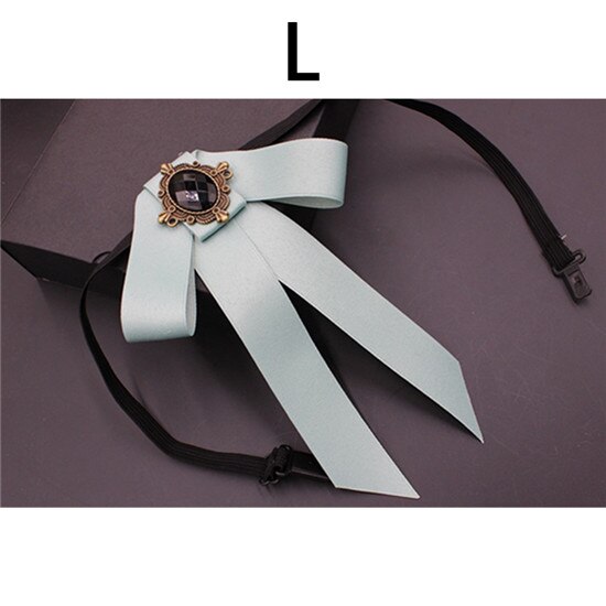 Corbata de moño grande Vintage para mujer, Collar de cinta con borlas de cristal con broche, joyas para un traje , Pin: 12