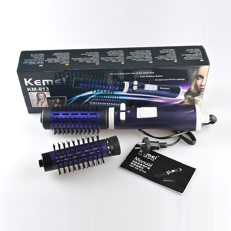 Kemei 2in1 rotary Air Spin Brush Kit for Styling Hair Dryer Brush , 2 Detachable Auto-Rotating Curling Brush Round