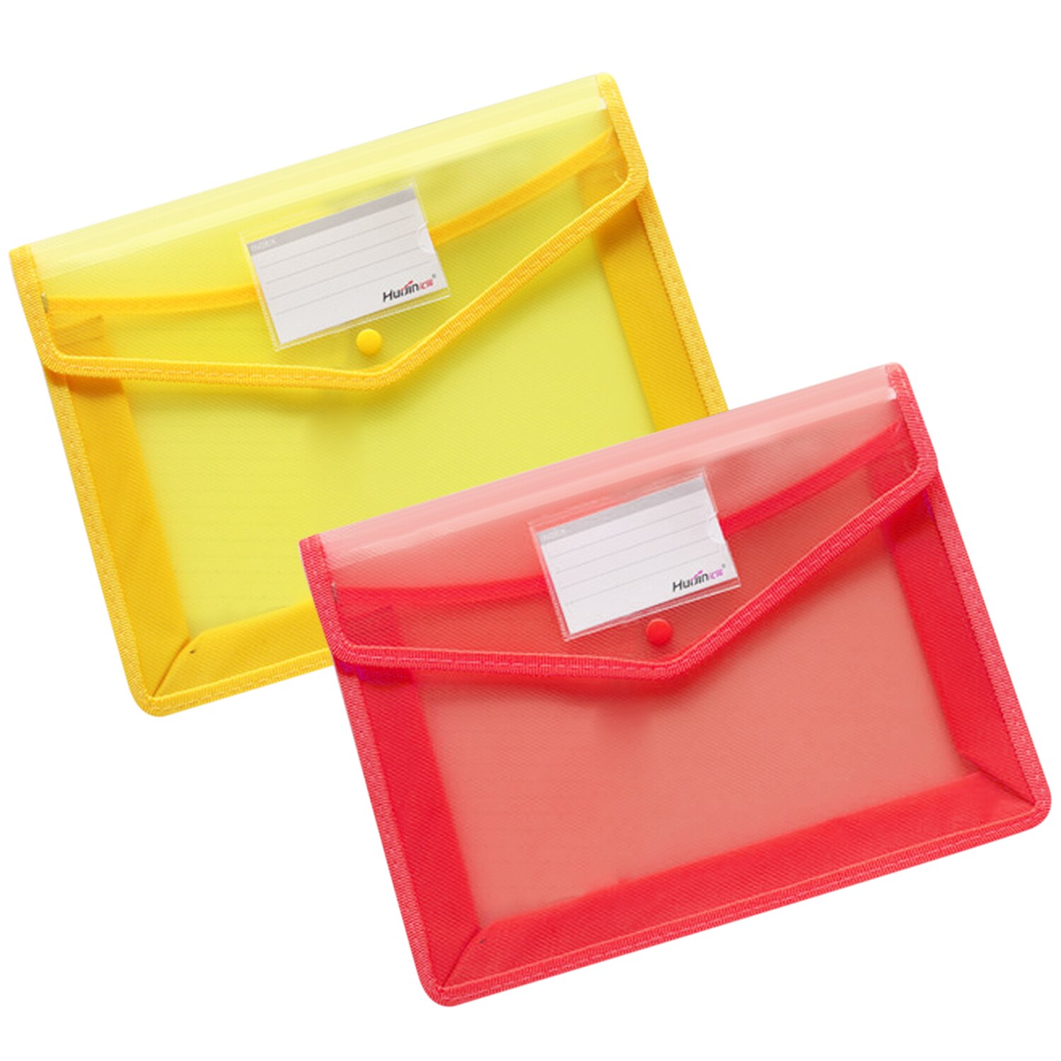 2PCS A4 Size Transparent Clear PP File Document Bags Pencil Pen Case Holder Folders w/Card Slot for Office School Stationery