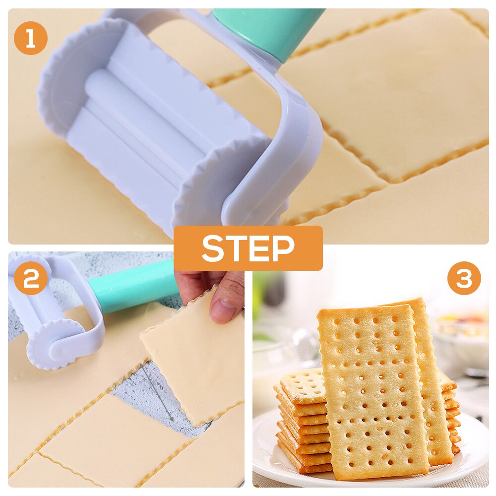 3 Stks/set Rolling Cookie Cutter Diy Ronde/Rolling Vierkante Biscuit Cutter Gebak Blade Roller Plakjes