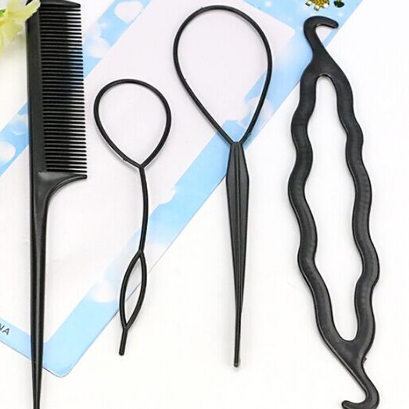 4 Stks kam haar borstel professionele styling tool krulspeldhaar haar Twist Styling Clip Stick Bun Maker Braid Gereedschap Haar accessoires