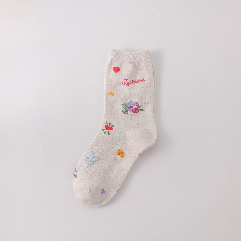 Harajuku kvinders søde sokker mellemrør tegneserie små dyr bomuldsstrømper behagelige åndbare tidevand lyserøde sokker bomuld: 5